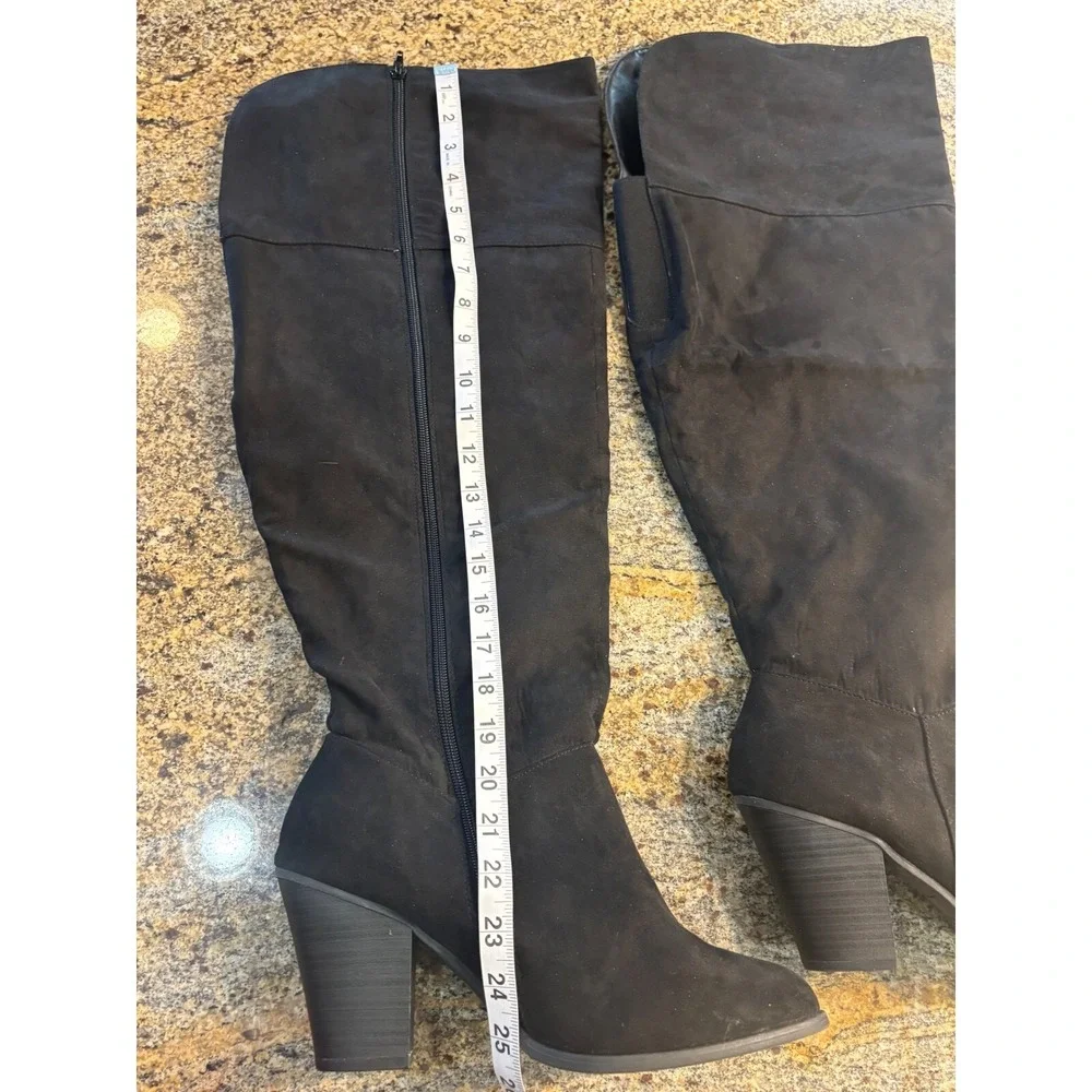 Lane Bryant Knee High Boots Size 11W Black Suede High Heel Boots Sexy Boots‎